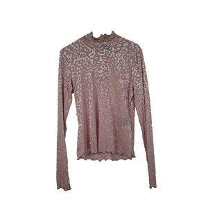 Urban Outfitters Out From Under Leopard Print Velvet Mock Neck Long Sleeve